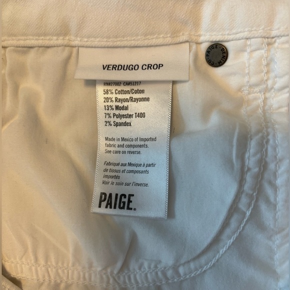 Paige Jeans White Verdugo Crop. Size 29. - Picture 4 of 6